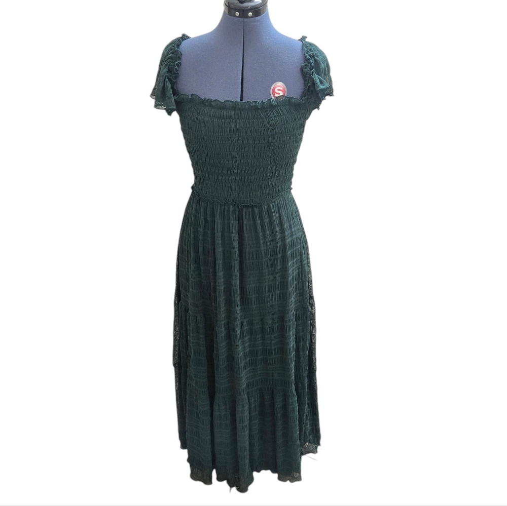 Max Studio Dark Emerald Green Flutter Sleeve Ruch… - image 2